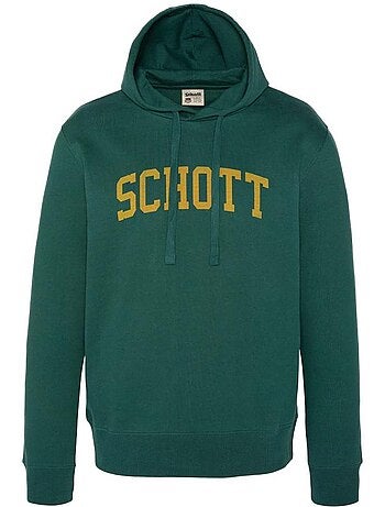 Sweat com Capuz Verde para Homem Schott com Logótipo