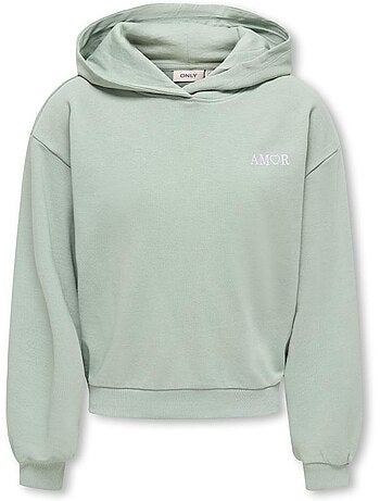Sweat com capuz verde para menina kids only amor life