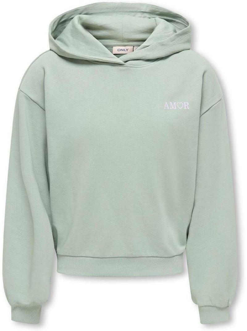 Sweat com capuz verde para menina kids only amor life Verde - Kiabi