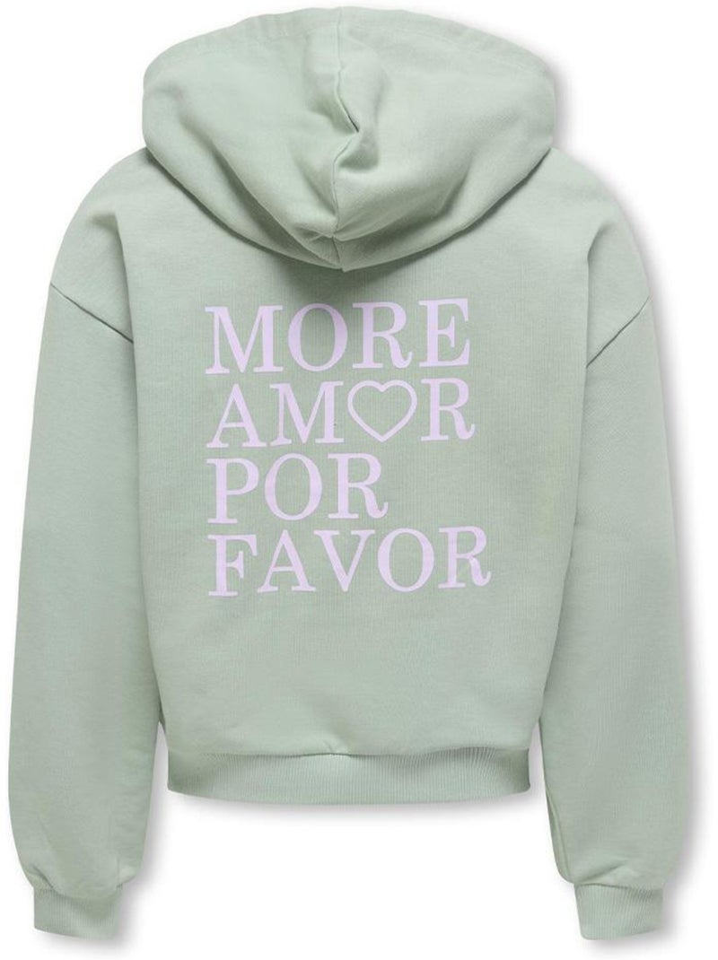 Sweat com capuz verde para menina kids only amor life Verde - Kiabi