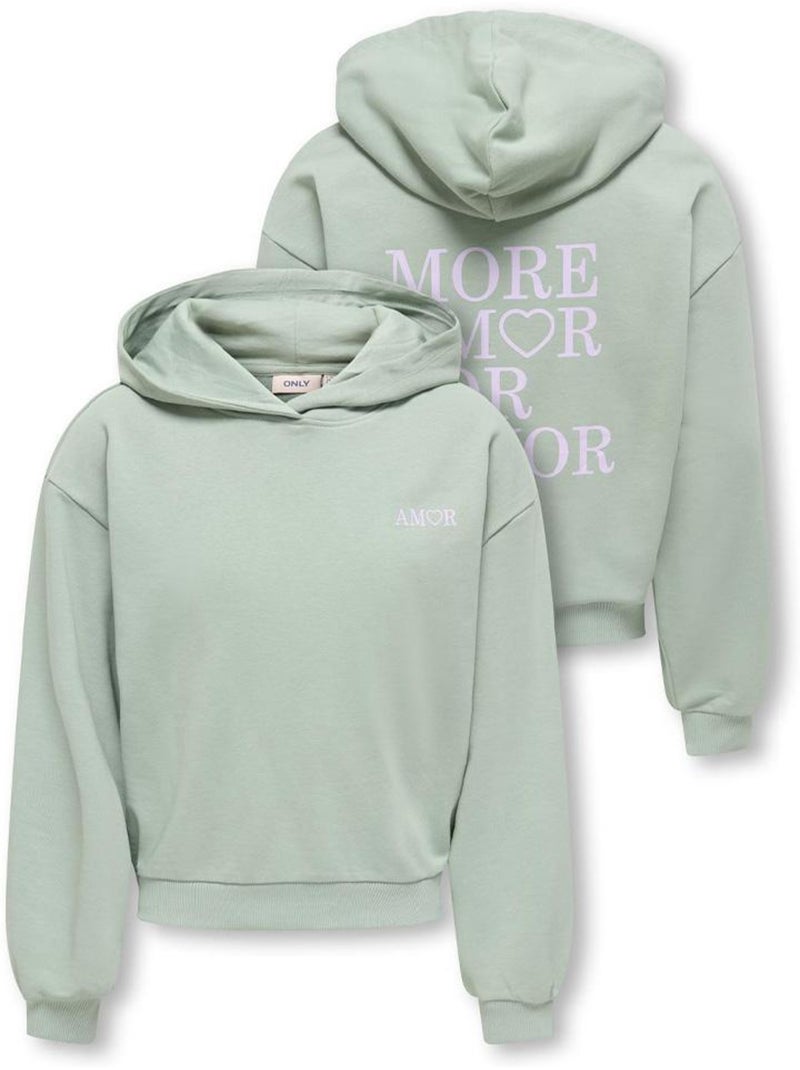 Sweat com capuz verde para menina kids only amor life Verde - Kiabi
