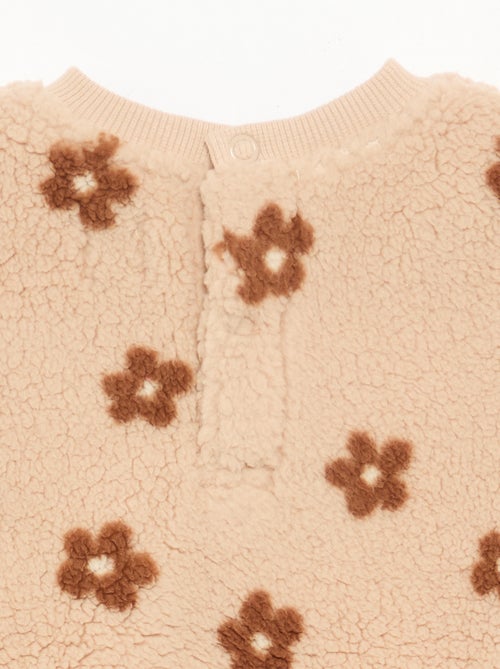 Sweat com efeito carneirinho e bordados - Kiabi