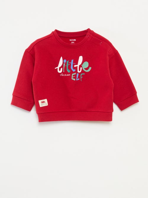 Sweat com estampado de Natal em polar de algodão - Kiabi