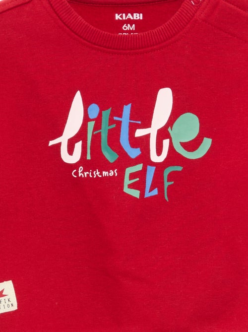 Sweat com estampado de Natal em polar de algodão - Kiabi