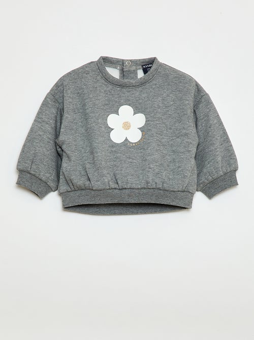 Sweat com estampado e gola redonda - Kiabi