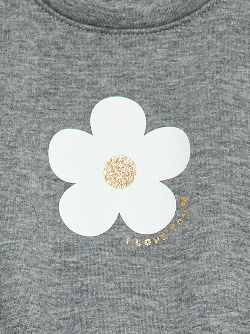 Sweat com estampado e gola redonda Cinza - Kiabi