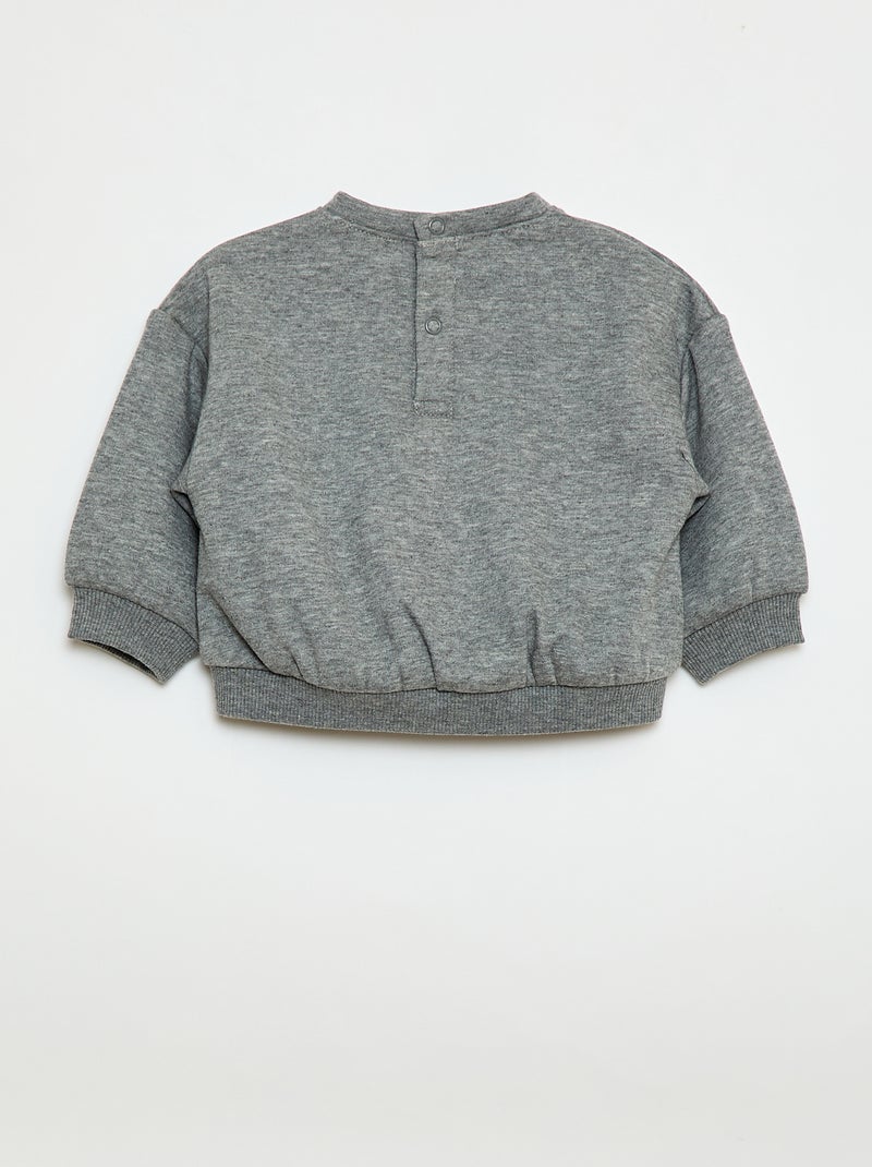 Sweat com estampado e gola redonda Cinza - Kiabi