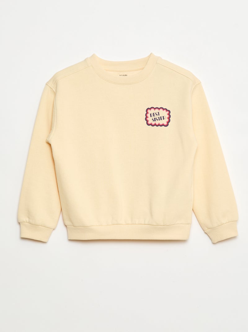 Sweat com estampado e mensagem 'sisters' Bege - Kiabi