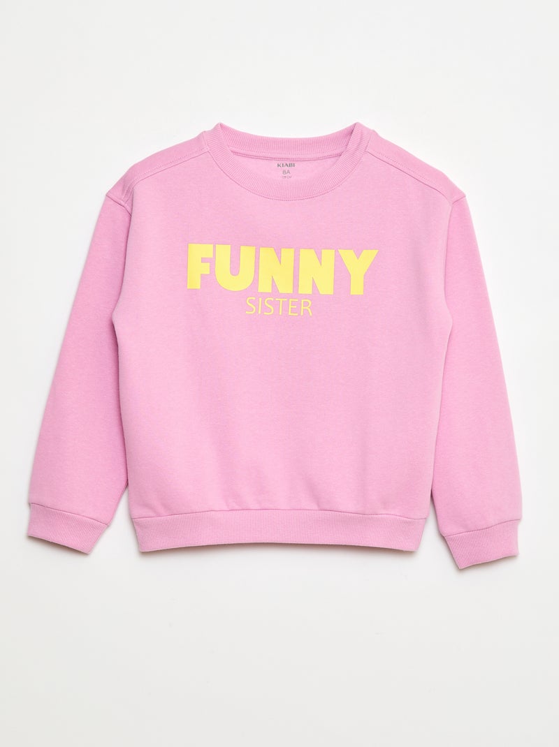 Sweat com estampado e mensagem 'sisters' Violeta - Kiabi