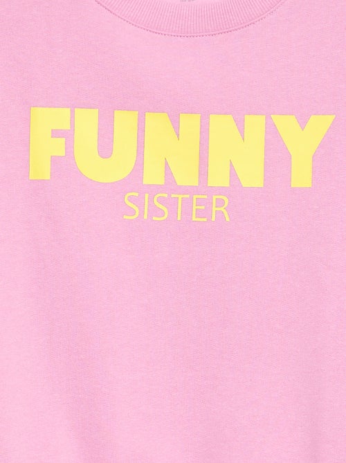 Sweat com estampado e mensagem 'sisters' - Kiabi