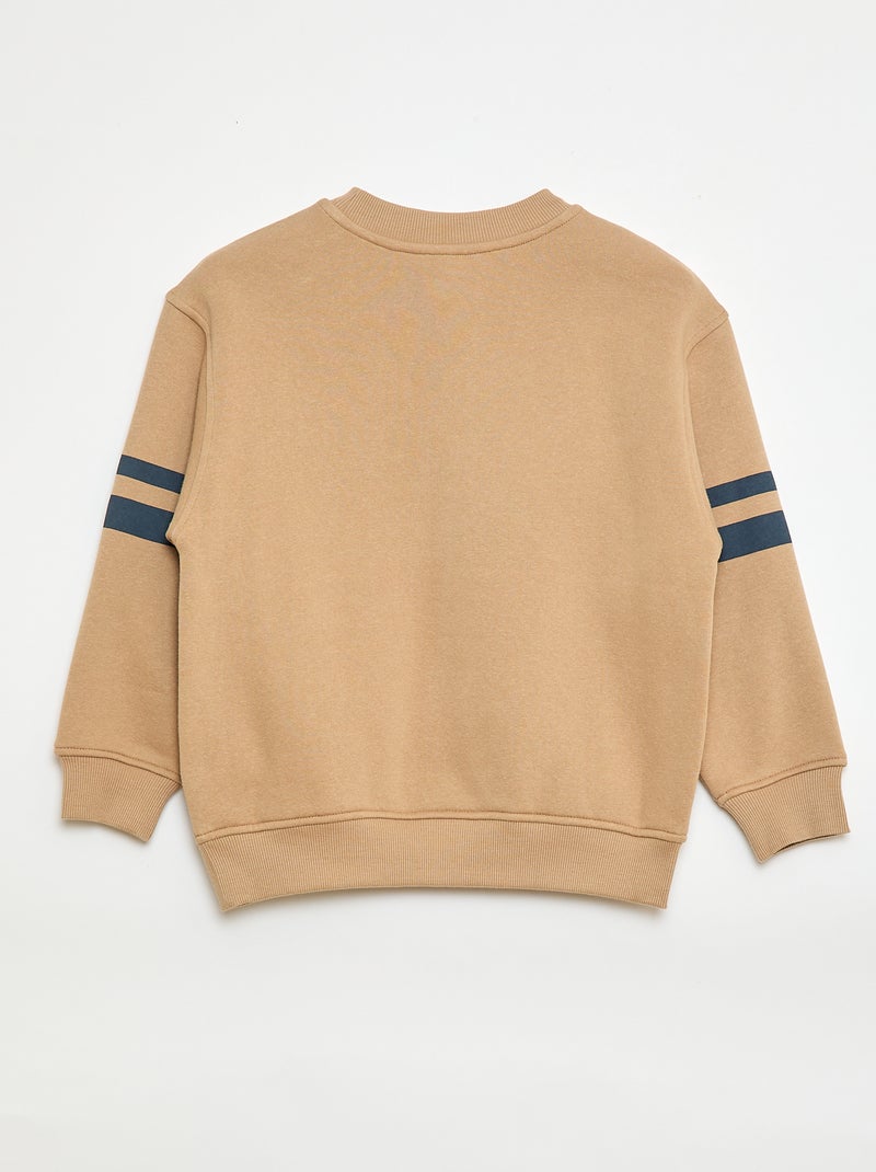 Sweat com estampado em moletom felpudo Bege - Kiabi