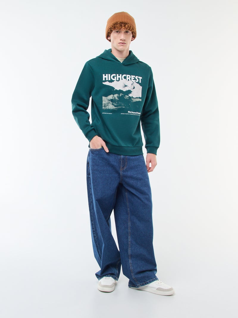 Sweat com estampado fantasia em algodão liso Verde - Kiabi