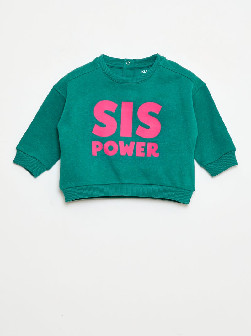 Sweat com estampado fantasia em moletom felpudo Verde - Kiabi