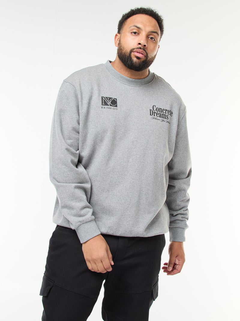 Sweat com estampado frente e verso em moletom leve Cinza - Kiabi