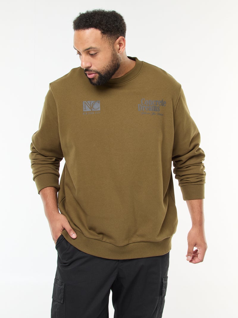 Sweat com estampado frente e verso em moletom leve Verde - Kiabi