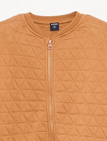 Sweat com fecho de correr acolchoado em algodão liso