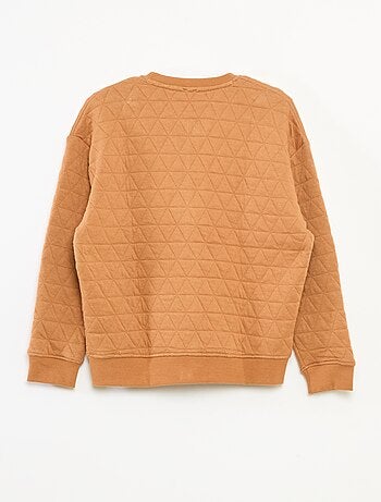 Sweat com fecho de correr acolchoado em algodão liso