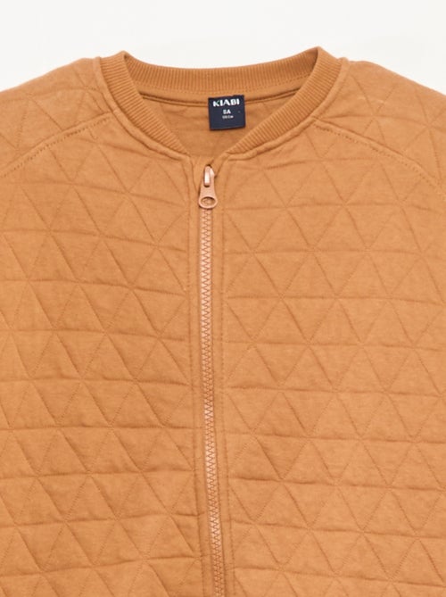 Sweat com fecho de correr acolchoado em algodão liso - Kiabi