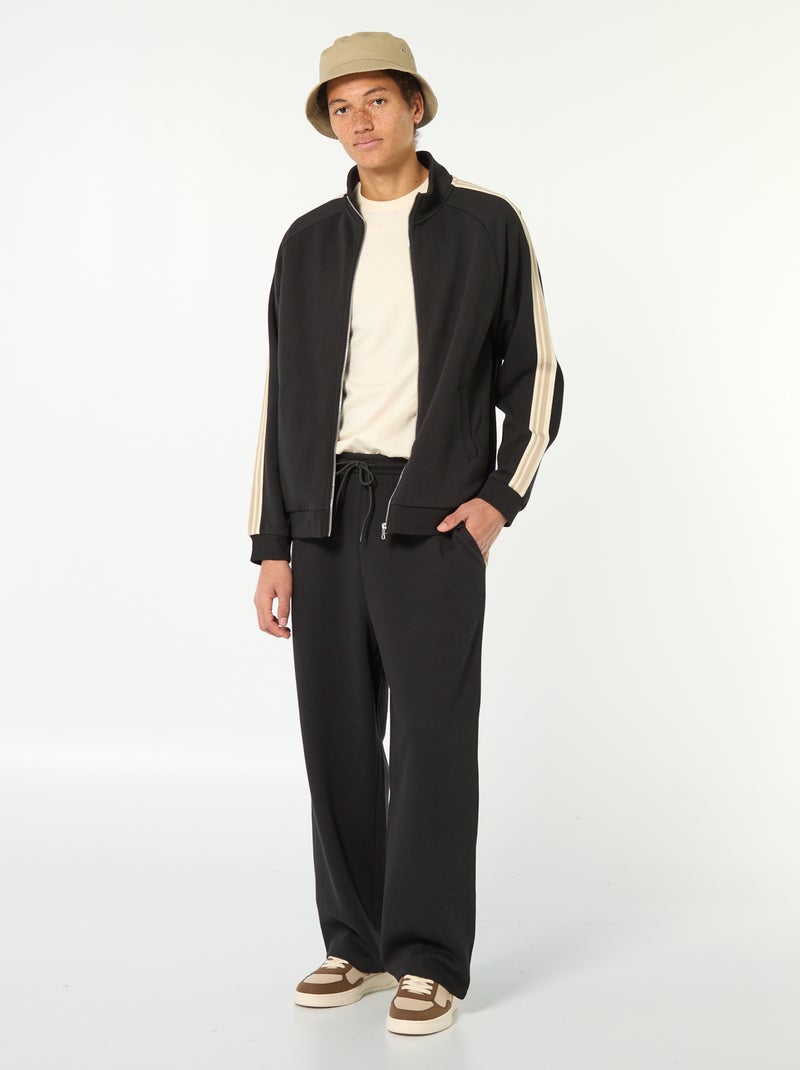Sweat com fecho de correr e faixa lateral Preto - Kiabi