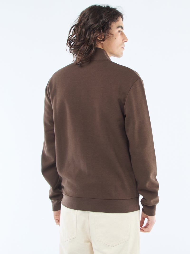 Sweat com fecho de correr e gola alta Castanho - Kiabi