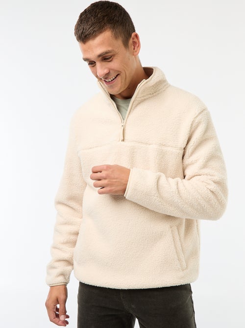 Sweat com fecho de correr e gola alta lisa - Kiabi