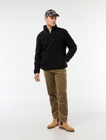 Sweat com fecho de correr e gola alta lisa