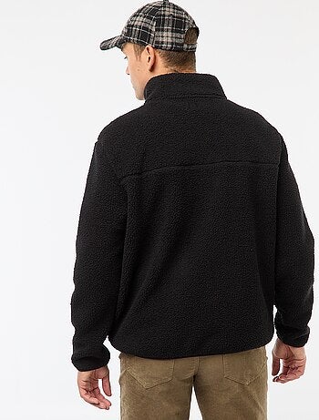 Sweat com fecho de correr e gola alta lisa