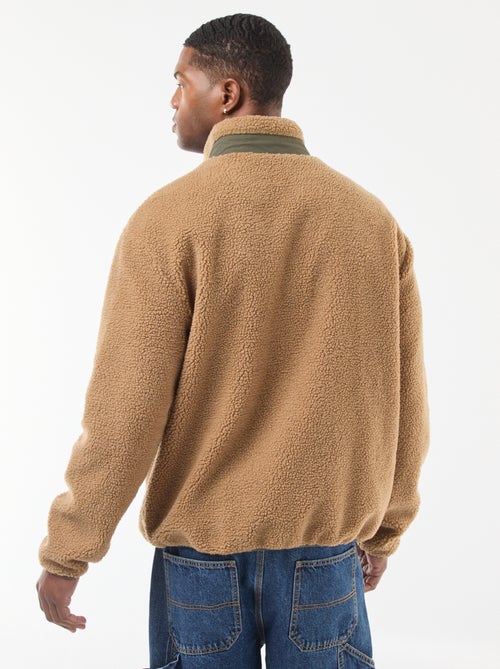 Sweat com fecho de correr efeito borreguito - Kiabi