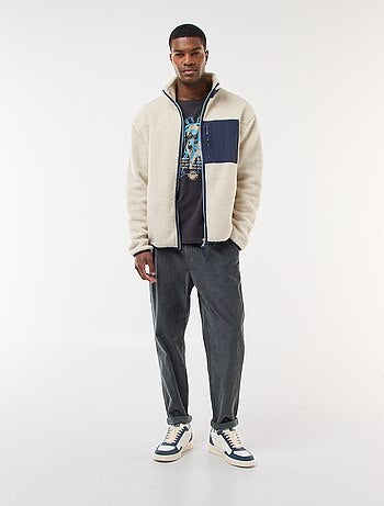 Sweat com fecho de correr efeito borreguito