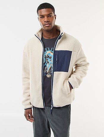 Sweat com fecho de correr efeito borreguito