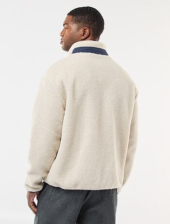 Sweat com fecho de correr efeito borreguito