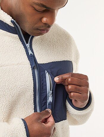 Sweat com fecho de correr efeito borreguito