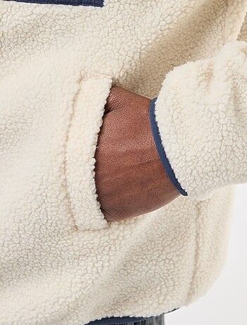 Sweat com fecho de correr efeito borreguito