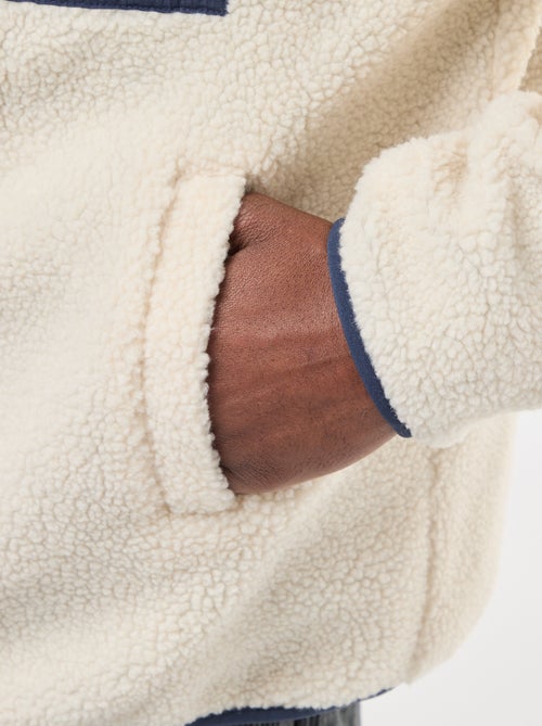 Sweat com fecho de correr efeito borreguito - Kiabi