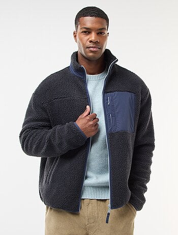 Sweat com fecho de correr efeito borreguito