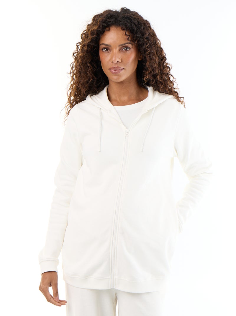 Sweat com fecho e capuz de amamentação Branco - Kiabi
