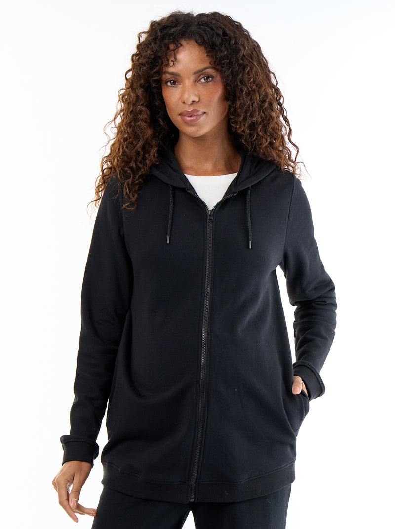 Sweat com fecho e capuz de amamentação Preto - Kiabi