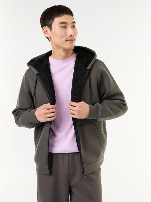 Sweat com fecho e capuz de neopreno - Kiabi