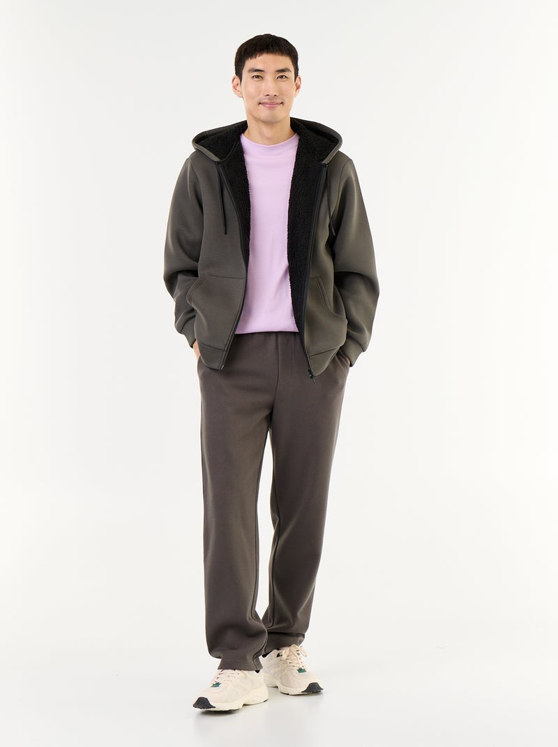 Sweat com fecho e capuz de neopreno Caqui - Kiabi
