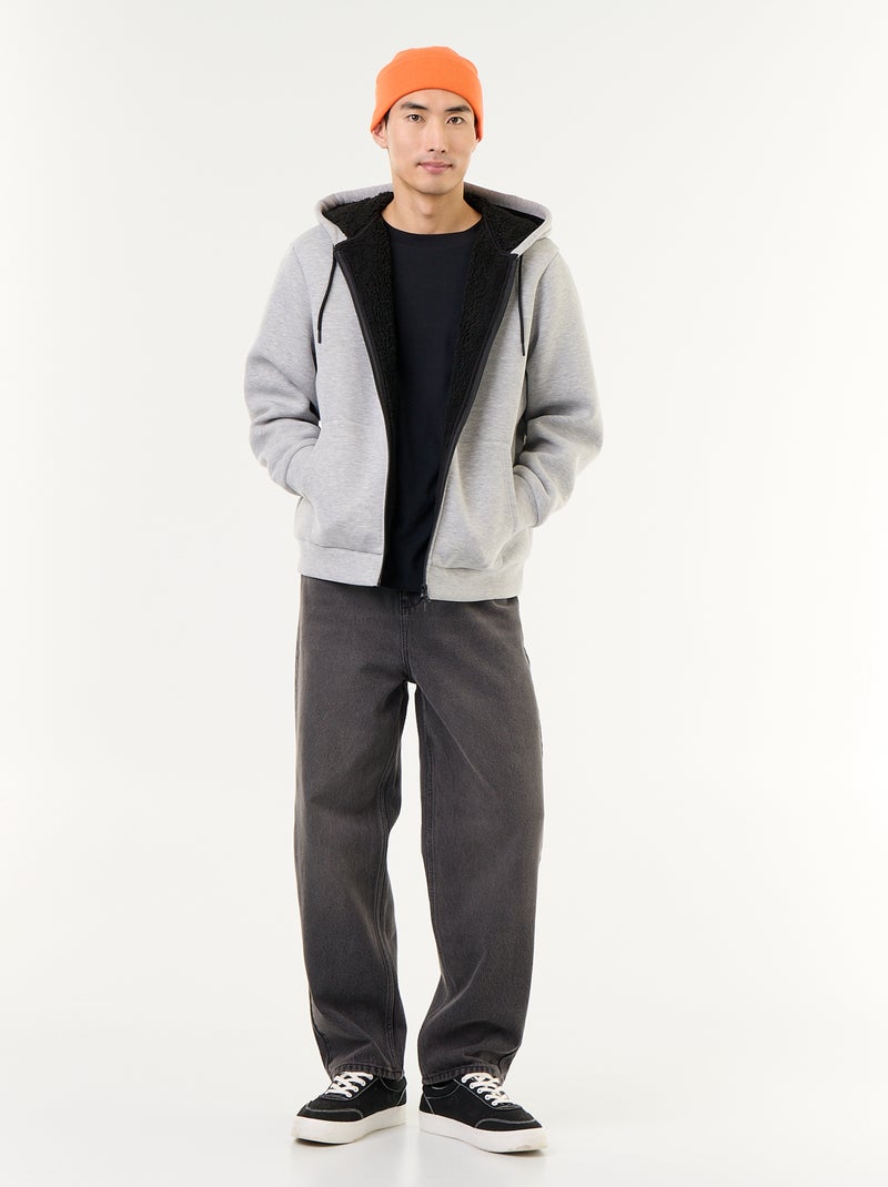 Sweat com fecho e capuz de neopreno Cinza - Kiabi