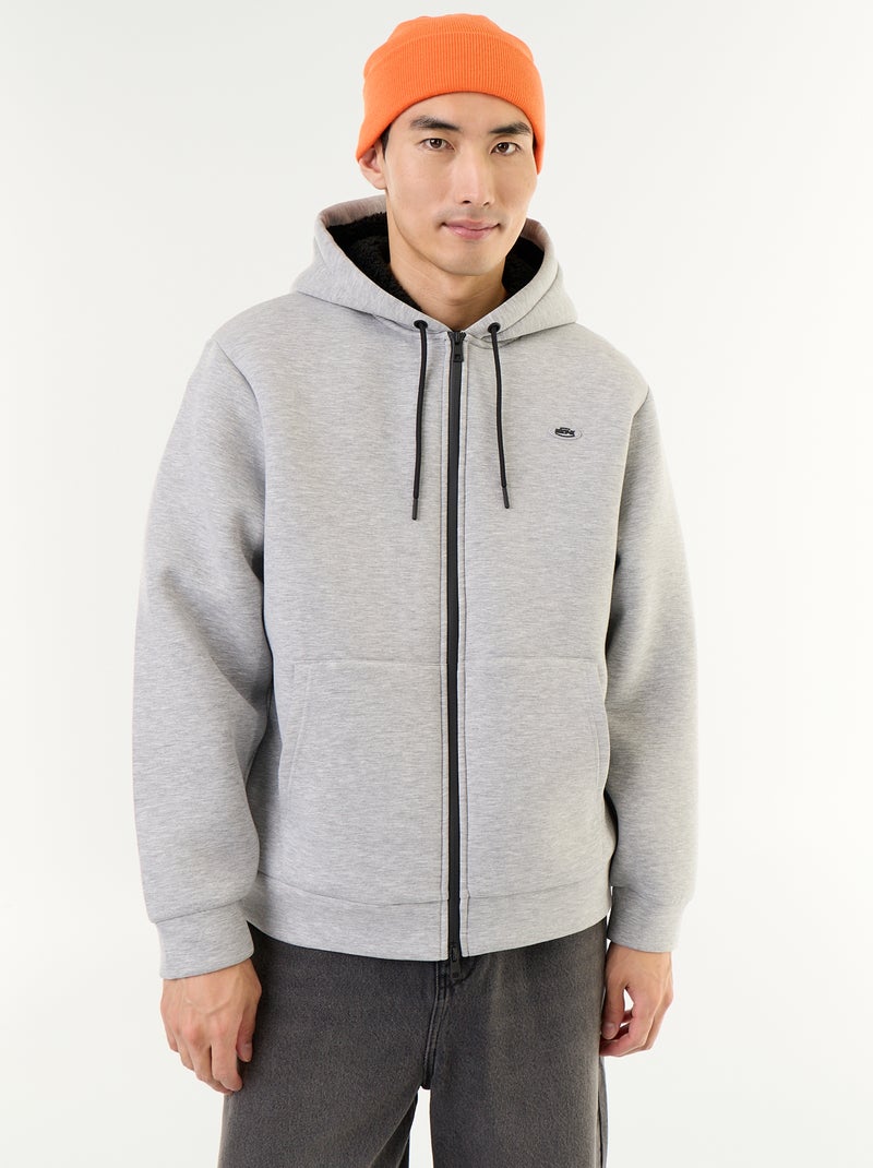 Sweat com fecho e capuz de neopreno Cinza - Kiabi