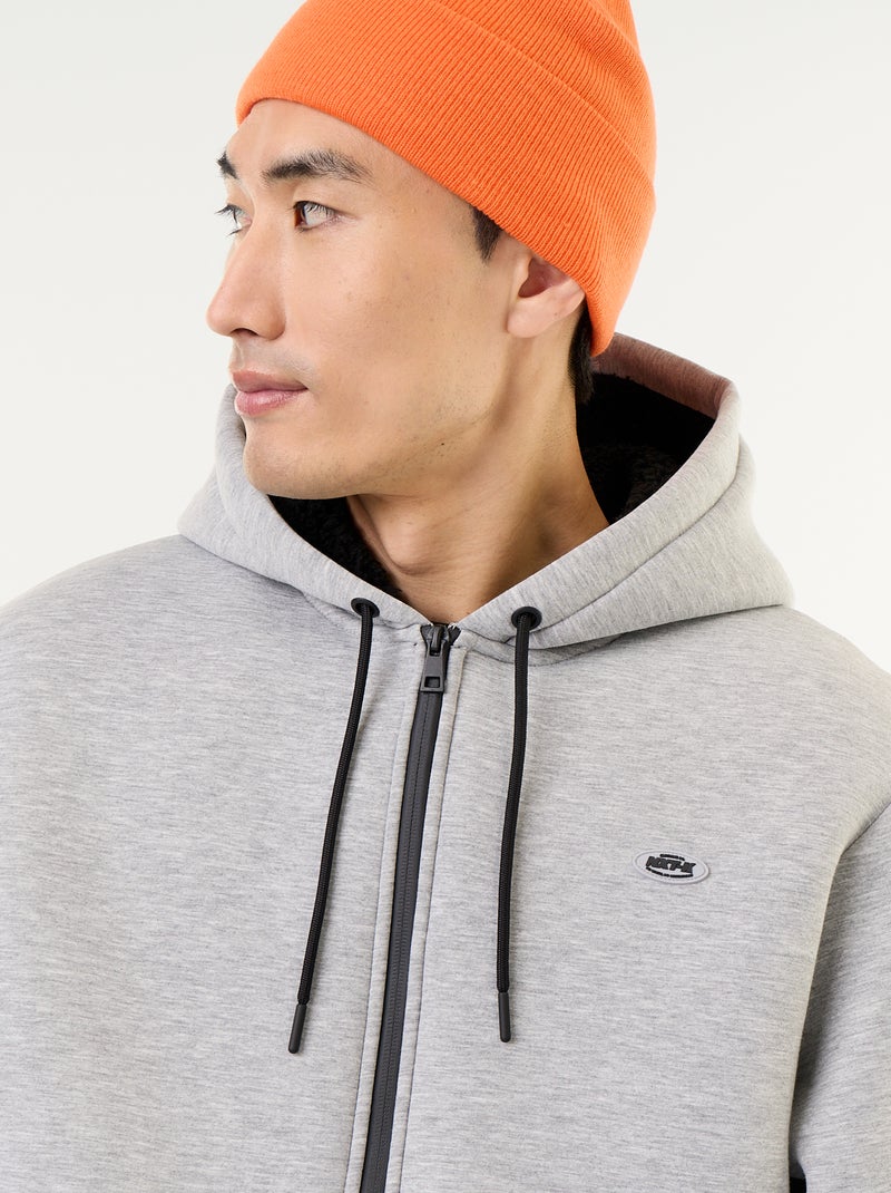 Sweat com fecho e capuz de neopreno Cinza - Kiabi