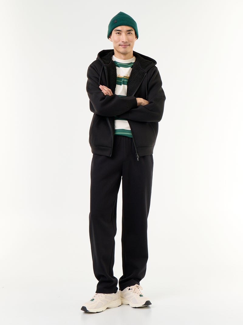 Sweat com fecho e capuz de neopreno Preto - Kiabi
