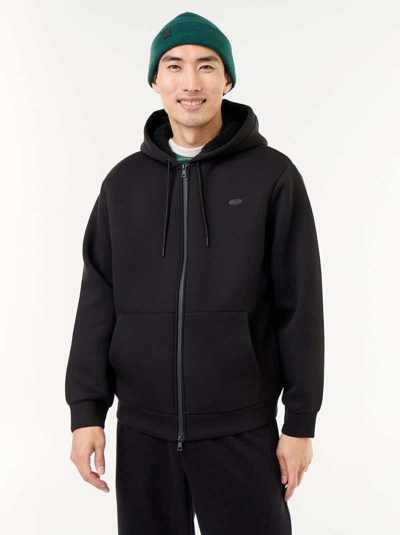 Sweat com fecho e capuz de neopreno Preto - Kiabi