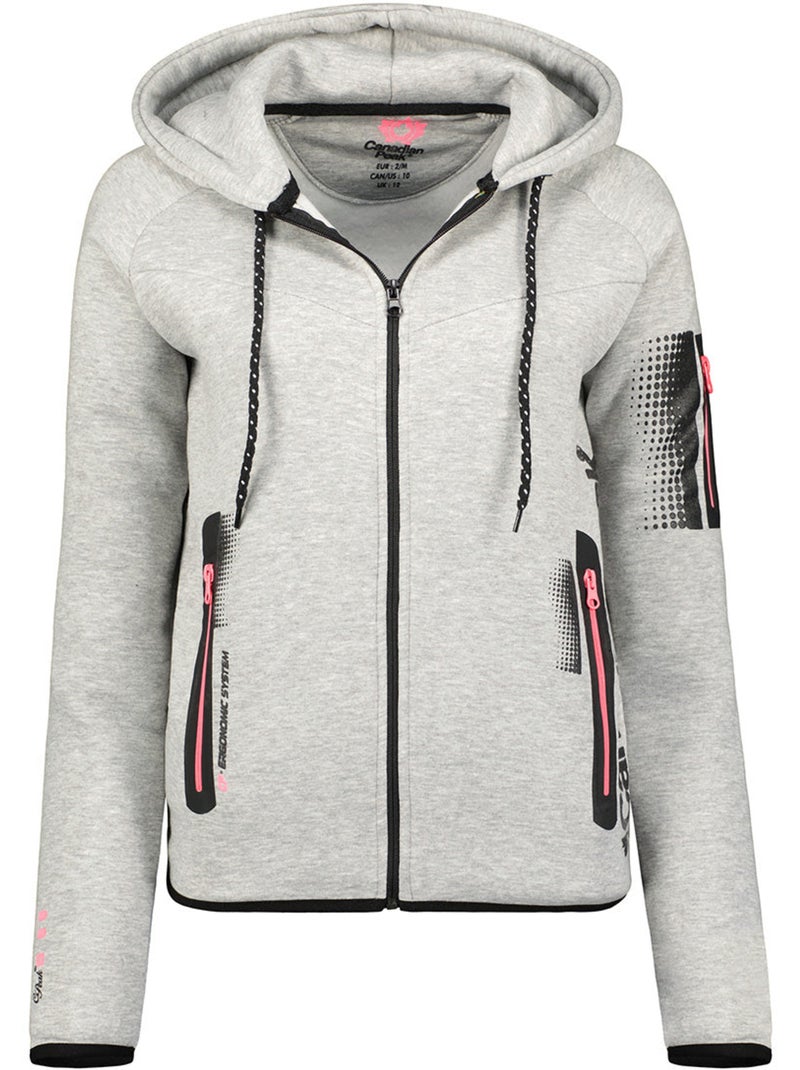 Sweat com fecho e capuz fanatic – canadian peak Cinza claro - Kiabi