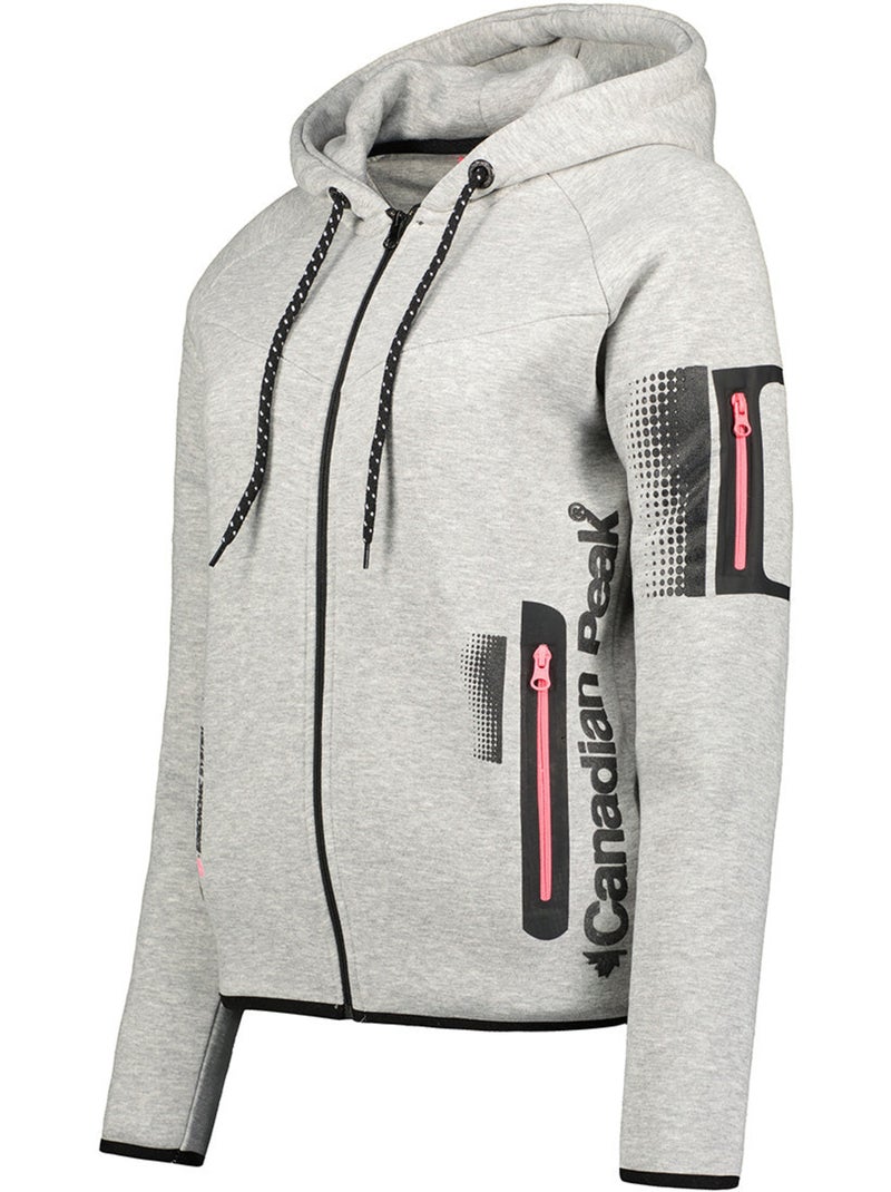 Sweat com fecho e capuz fanatic – canadian peak Cinza claro - Kiabi