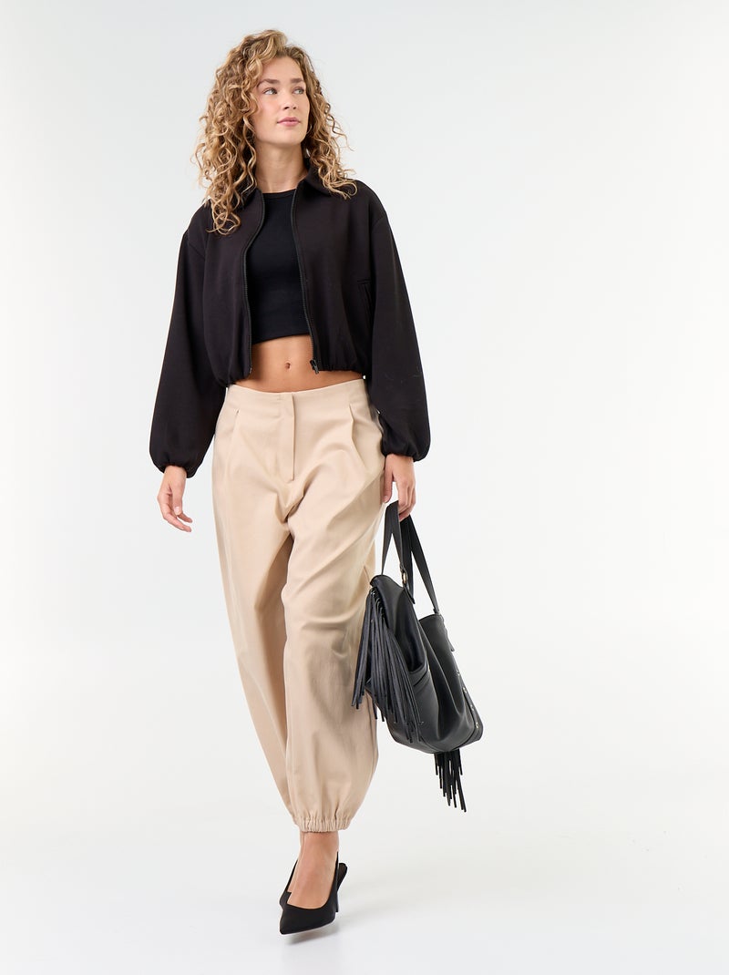 Sweat com fecho e gola de camisa Preto - Kiabi
