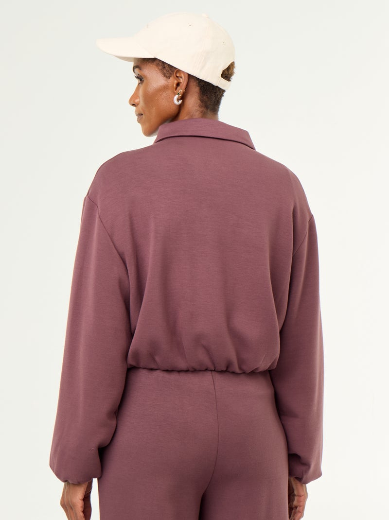 Sweat com fecho e gola de camisa Violeta - Kiabi