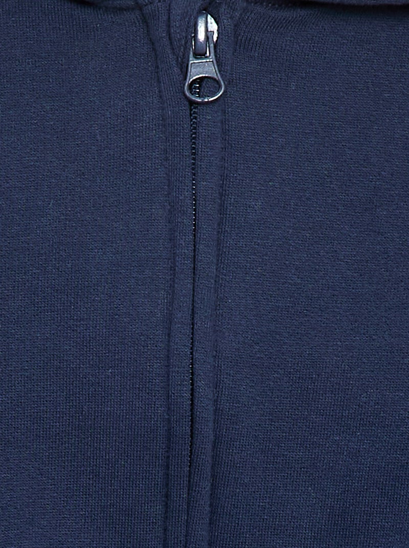 Sweat com fecho éclair e capuz em moletom cardado Azul escuro - Kiabi
