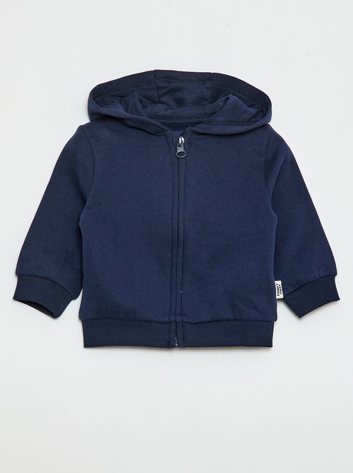 Sweat com fecho éclair e capuz em moletom cardado - Kiabi